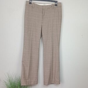 Banana Republic Womens Tan / Brown Plaid Wool Blend Wide Leg Trousers sz 12
